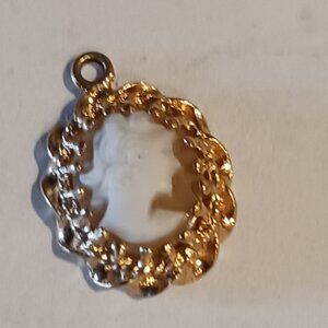 Beautiful Shell Cameo Charm with 14K Gold Border